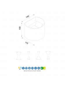 Davos applique bianco sabbia LED 12w IP54 alluminio luce bidirezionale regolabile esterno 2