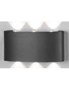 Arcs applique biemissione grigio ovale LED 6w IP654 alluminio outdoor