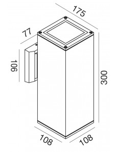 Amon applique E27 squadrato biemissione ruggine IP65 lampada outdoor 2