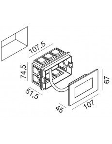 Maga lampada LED segnapasso 2watt rettangolare per cassetta 503 IP65 3000k 4000k bianco o nickel 2