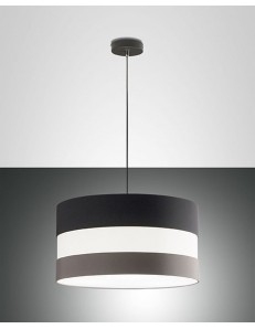 Arona lampadario rotondo in tessuto righe bianco tortora  2