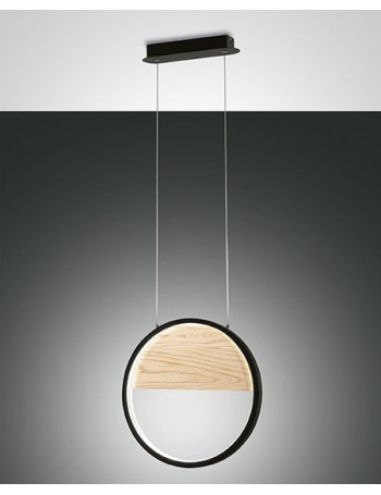 Pierre lampadario camera LED anello nero e legno dimmerabile 29w