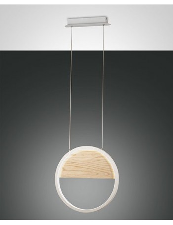 Pierre lampada camera LED anello bianco e legno dimmerabile 29w