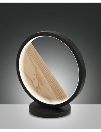 Pierre abat jour lampada LED anello nero e legno dimmerabile 29w