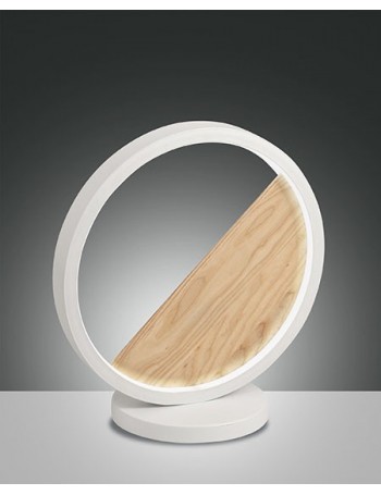 Pierre lampada comodino LED anello bianco e legno dimmerabile 29w