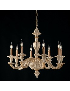 Leonardo lampadario legno avorio oro 8 bracci Ø80 classico