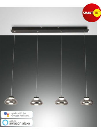 Arabella sospensione barra LED 32w dimmerabile 4 diffusori vetro fume 