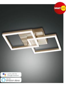FABAS LUCE: Bard plafoniera moderna LED doppio quadrato dimmerabile oro opaco in offerta