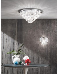 Castle grande lampadario rotondo oro o argento da salone con pendenti mattonelle cristallo a frangia
