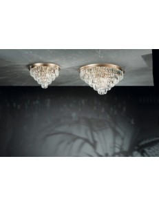 Castle grande lampadario rotondo oro o argento da salone con pendenti mattonelle cristallo a frangia