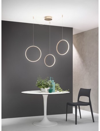Circus lampadario soggiorno led 43w decentrabile oro o silver anelli dimmerabile luce calda o naturale