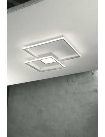 Dowel plafoniera media design moderna doppio quadrato LED 46w oro o silver dimmerabile