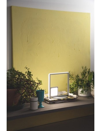 Dowel lampada da tavolo design moderna doppio quadrato LED 25w luce calda argento 