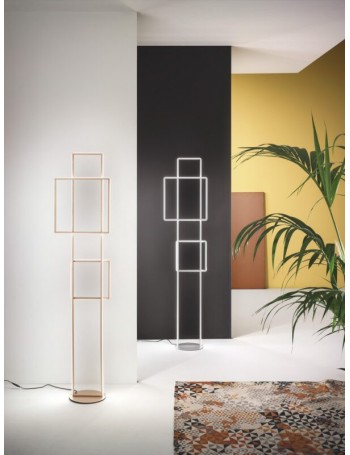 Dowel piantana design moderna doppio quadrato LED 77w oro argento 3000k