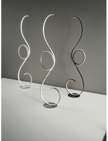 Flok piantana stilizzata design moderno bianca nero argento led 44watt dimmerabile