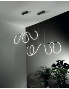 Line lampadario lineare grande 63w LED bianco o nero flessibile modellabile dimmerabile 2
