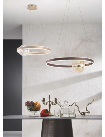 Lisboa lampadario anello 46w LED oro marrone nero nero dimmerabile sfera vetro