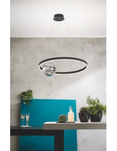 Lisboa lampadario anello 46w LED oro marrone nero nero dimmerabile sfera vetro