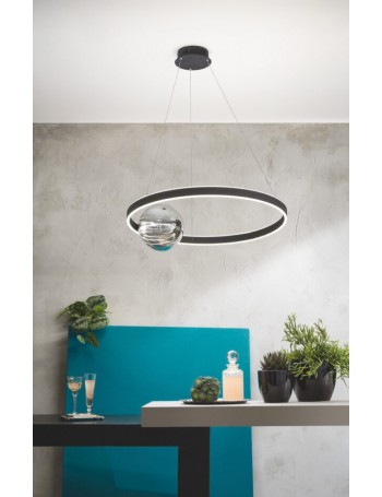 Lisboa lampadario anello 46w LED oro marrone nero nero dimmerabile sfera vetro