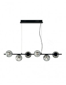 Monile lampadario nero oro moderno lineare 6 sfere vetro E14
