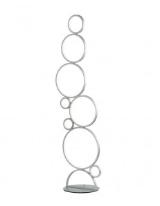 Pois piantana moderna led 58w cerchi argento luce calda dimmerabile