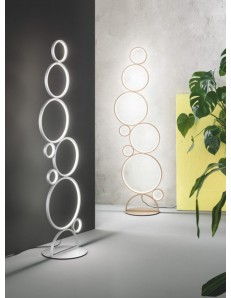 Pois piantana moderna led 58w cerchi argento luce calda dimmerabile 2