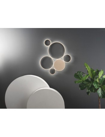 Pois plafoniera led 68w moderna oro dimmerabile luce calda o naturale