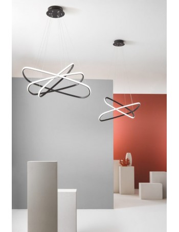 Quadra sospensione led 100w moderna nera dimmerabile