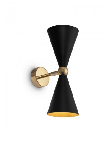 Vesper applique biemissione doppio cono nero oro metallo E14 Maytoni