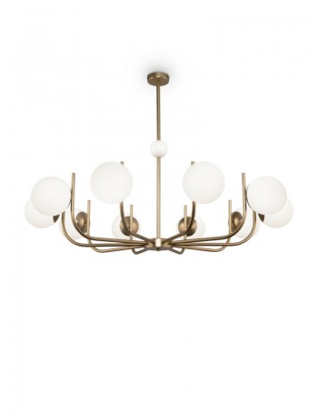Rendez vous lampadario minimal ottone da soggiorno con sfere bianche Metallo E14 Maytoni
