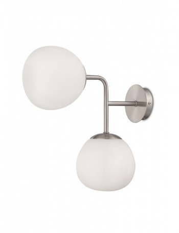 Erich applique minimal nichelata con sfera bianca Metallo E14 Maytoni