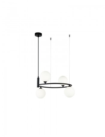 Ring lampadario moderno camera da letto nero sfere bianche Metallo G9 Maytoni