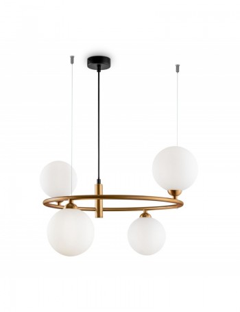 Ring lampadario camera rotondo ottone sfere bianche Metallo G9 Maytoni