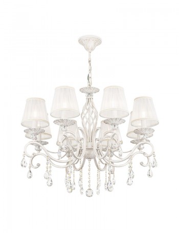 Grace lampadario da cucina shabby a braccia cristalli con paralume oro bianco Metallo E14 Maytoni