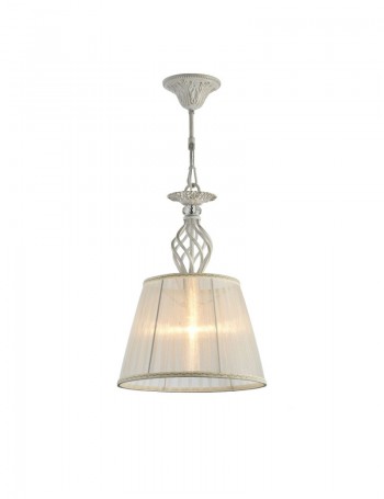 Grace lampadarietto shabby con paralume plisse bianco oro cristalli Metallo E14 Maytoni