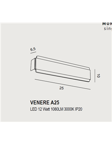 VENERE Lampada da parete Led bianco rettangolare 12w 2