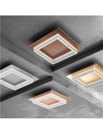 SQUARE Plafoniera 28watt Led quadrata Metallo 35x35 vari colori