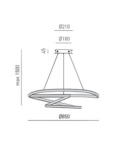 Diva lampadario grande anelli Ø65 led dimmerabile 47watt  bianco o oro Gea luce 2