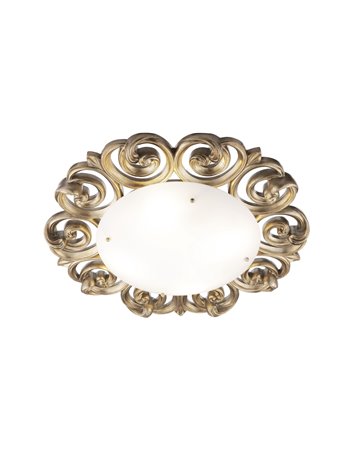 Lantana lampada plafoniera E14 classica metallo e Poliresina perla oro IP 20
