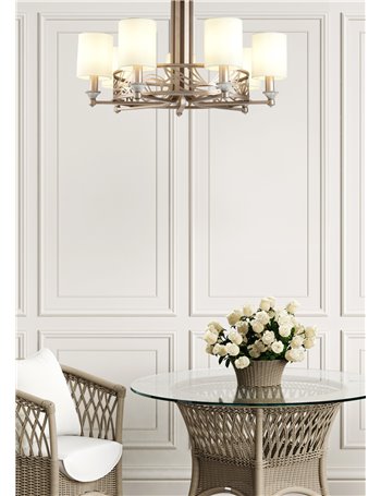 Vittoria lampadario E14 classico metallo crema e oro IP 20