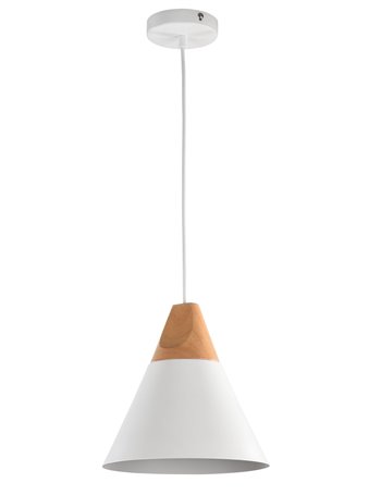 Bicones lampadario E27 moderna metallo e legno bianco IP 20