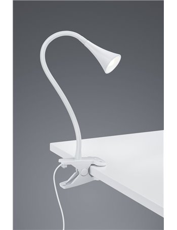 Viper lampada da studio led flessibile con pinza bianca h. 35cm  Moderno LED