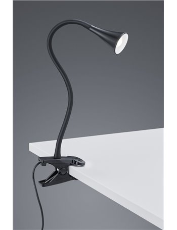 Viper lampada da studio led flessibile con pinza nera h. 35cm  Moderno LED