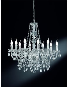 Luster lampadario classico 10 luci acrilico trasparente cm73 Classico E14