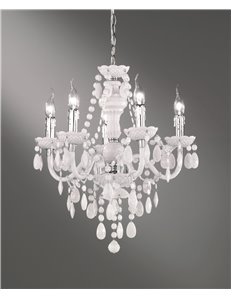 Luster lampadario classico 5 luci acrilico bianco cm52 Contemporaneo E14