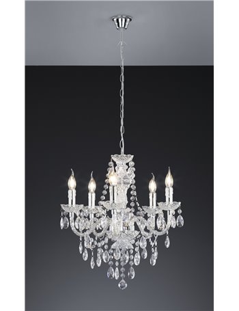 Luster lampadario classico 5 luci acrilico trasparente cm52 Classico E14