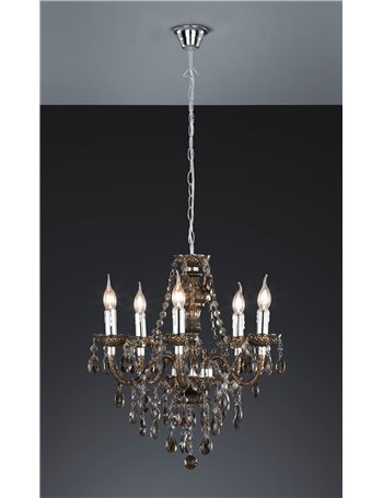 Luster lampadario classico 5 luci acrilico nero cm52 n  E14