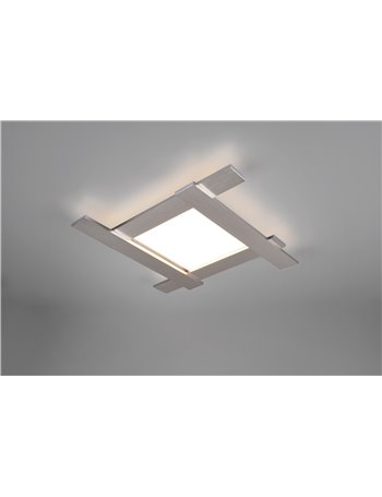 Belfast plafoniera anche retro illuminata acciaio satinata 59x59cm Moderno LED