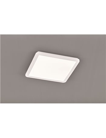 Camillus plafoniera led quadrata metallo bianco opaco con funzione dimmerabilita con normale interruttore a parete ip44 l. 40cmx