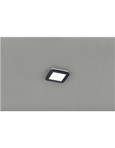 Camillus plafoniera led quadrata metallo nero opaco con funzione dimmerabilita con normale interruttore a parete ip44 l. 17cmx17